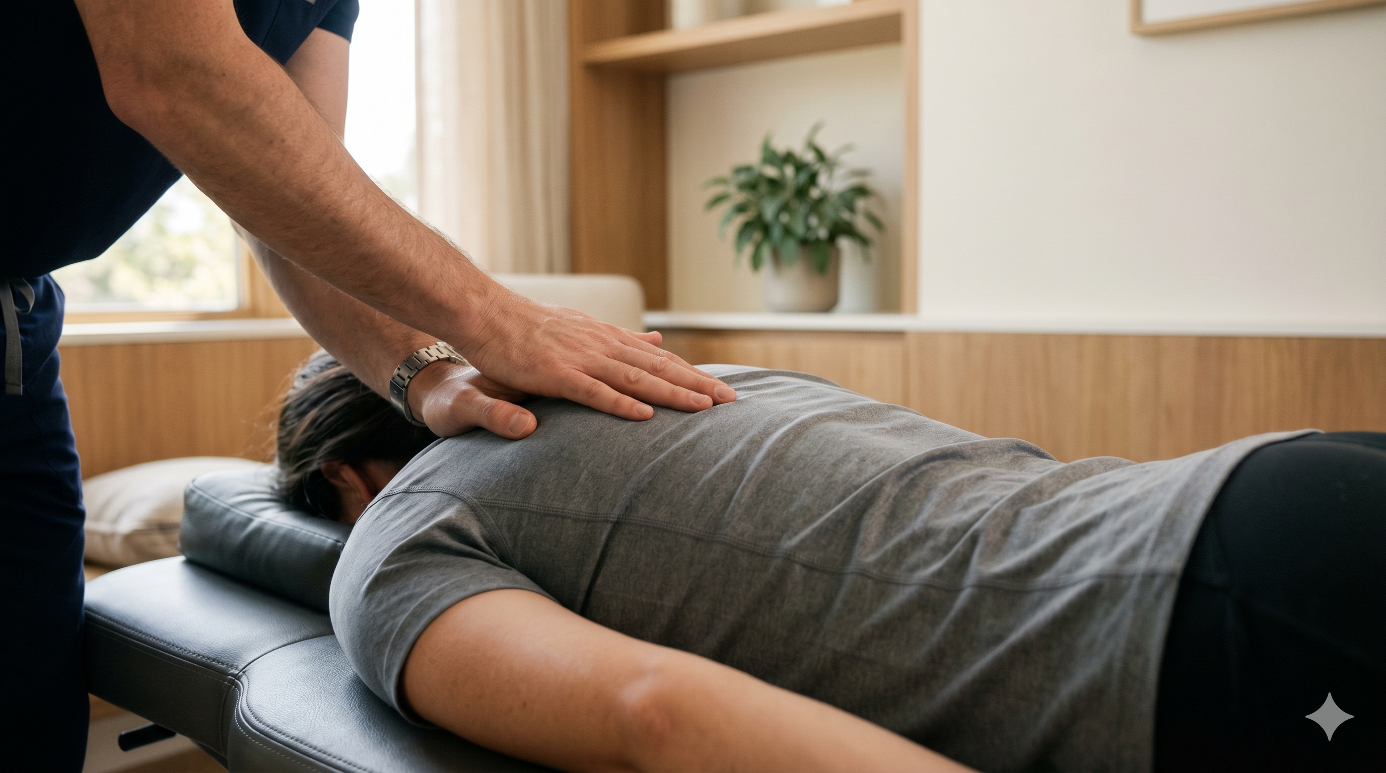 Hands-on chiropractic adjustment in treatment